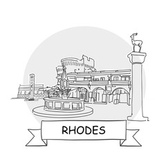Rhodes hand-drawn urban vector sign