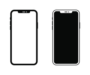 smartphone with blank screen isolated on white