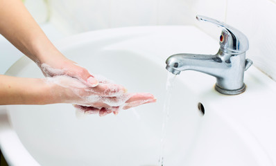 Washing Hands With Soap Hygiene Concept