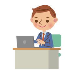 デスクでノートパソコンを使うビジネスマン