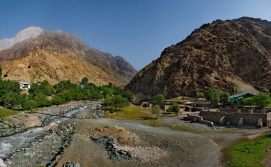 Tajikistan. The right tributary of the border river Panj along the Pamir tract near the city of Khorog