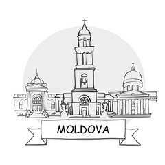Obraz premium Moldova hand-drawn urban vector sign