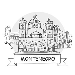 Naklejka premium Montenegro hand-drawn urban vector sign