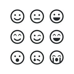 set of smiles outline vector for website and applications