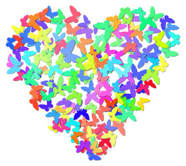 Colorful heart with butterflies