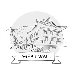 Great Wall hand-drawn urban vector sign