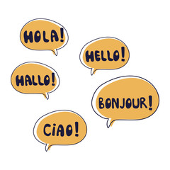 Hello vector illustration in a bubble, lettering