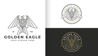 line art eagle logo design 