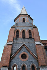 Fototapeta na wymiar Close up of classical church buildings on the streets of Shanghai
