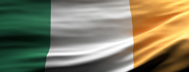 Obraz premium Ireland national flag waving texture background. 3d illustration