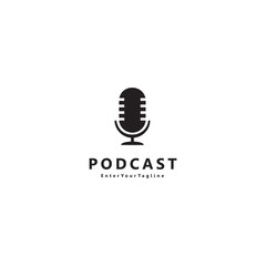 inspiring podcast design or simple radio microphone logo