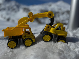 Toy truck in the snow