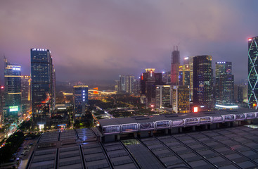 Shenzhen Futian district with flashing lights