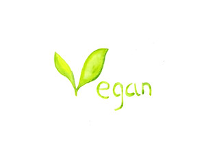 watercolor vegan icon lettering