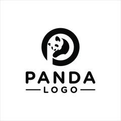 Cute panda silhouette icon logo. © pete