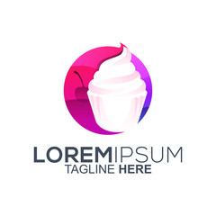 colorful cake logo design vector