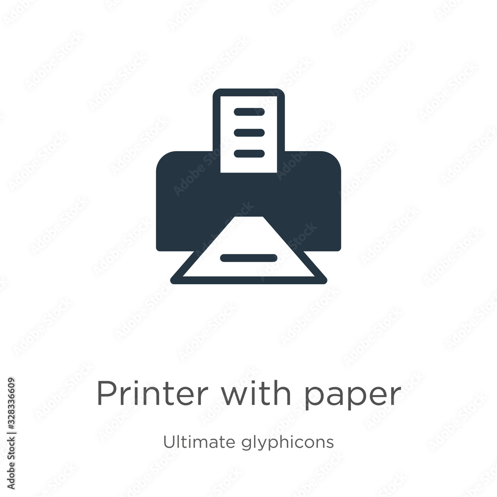 Poster printer with paper icon vector. trendy flat printer with paper icon from ultimate glyphicons collect