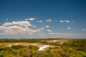 View ver the Cape Kamenjak on a dry hot sunny day.