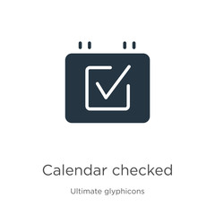 Calendar checked icon vector. Trendy flat calendar checked icon from ultimate glyphicons collection isolated on white background. Vector illustration can be used for web and mobile graphic design,