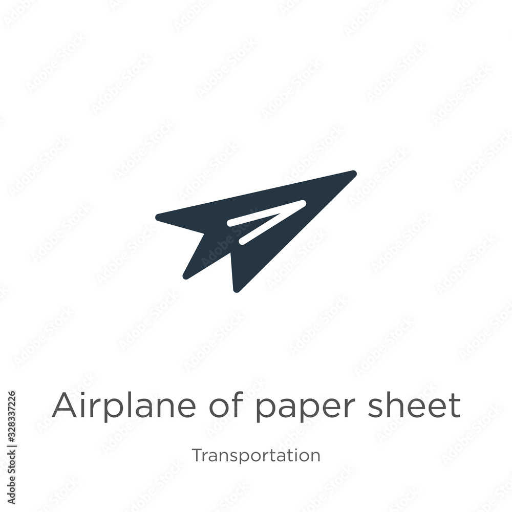 Poster airplane of paper sheet icon vector. trendy flat airplane of paper sheet icon from transport aytan c