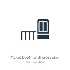 Ticket booth with cross sign icon vector. Trendy flat ticket booth with cross sign icon from transport aytan collection isolated on white background. Vector illustration can be used for web and mobile