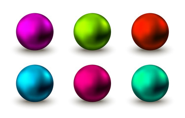 Green, blue, red, pink, purple glossy sphere.