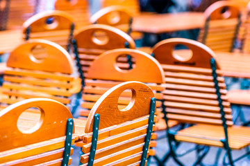 folding chairs at a beergarden