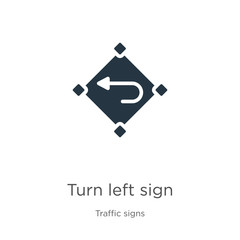 Turn left sign icon vector. Trendy flat turn left sign icon from traffic signs collection isolated on white background. Vector illustration can be used for web and mobile graphic design, logo, eps10