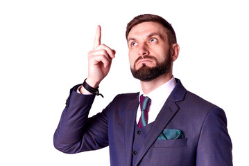 Thinking young man on a white background.