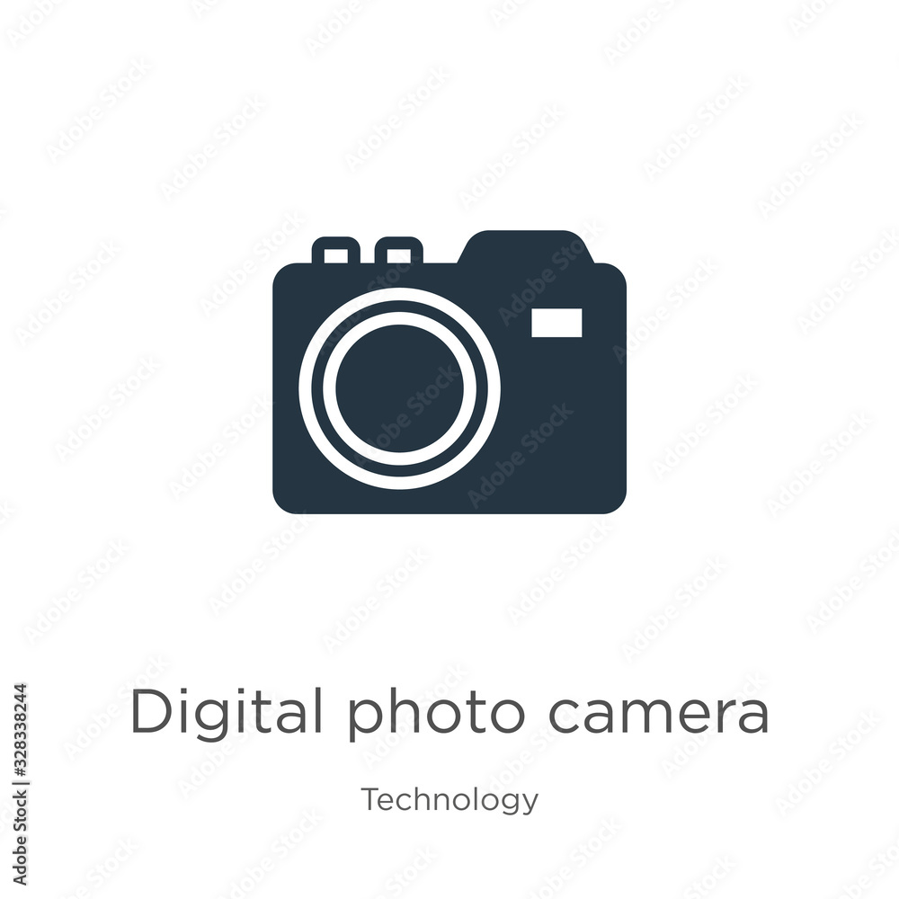 Poster digital photo camera icon vector. trendy flat digital photo camera icon from technology collection i