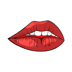 Woman lips icon in cartoon style for print and creative design