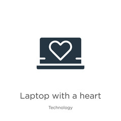 Laptop with a heart icon vector. Trendy flat laptop with a heart icon from technology collection isolated on white background. Vector illustration can be used for web and mobile graphic design, logo,