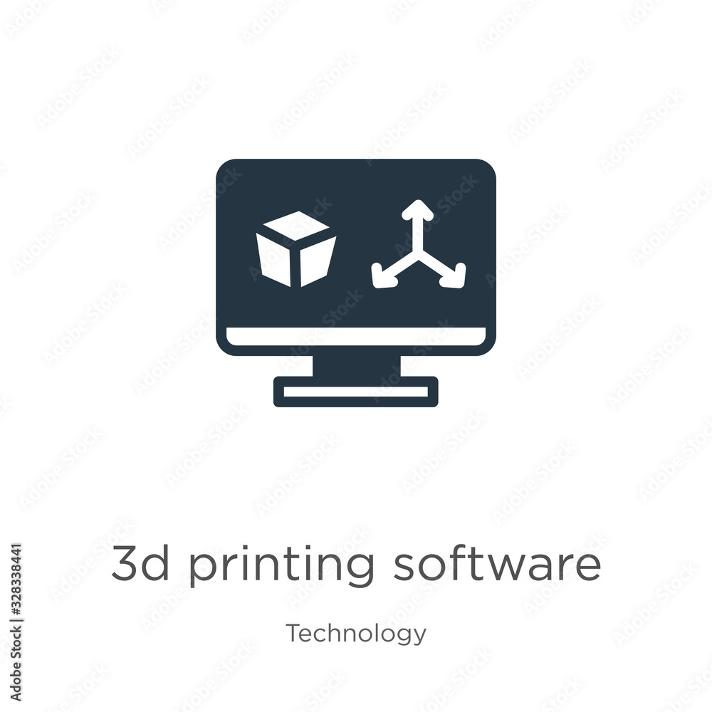 Poster 3d printing software icon vector. trendy flat 3d printing software icon from technology collection i
