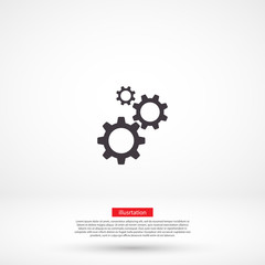 Gears vector icon , lorem ipsum Flat design
