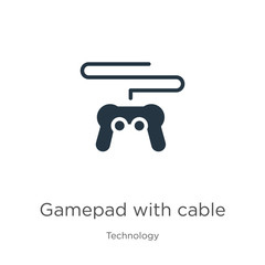 Gamepad with cable icon vector. Trendy flat gamepad with cable icon from technology collection isolated on white background. Vector illustration can be used for web and mobile graphic design, logo,