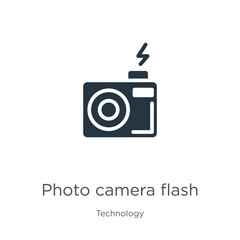 Photo camera flash icon vector. Trendy flat photo camera flash icon from technology collection isolated on white background. Vector illustration can be used for web and mobile graphic design, logo,