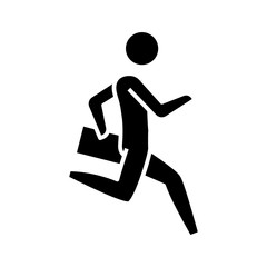 Running businessman black icon, concept illustration, vector flat symbol, glyph sign.