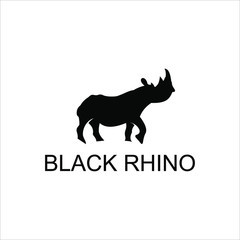 Black rhino icon, with a great horn
