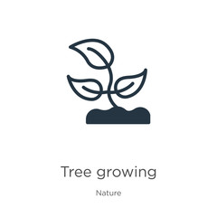 Tree growing icon vector. Trendy flat tree growing icon from nature collection isolated on white background. Vector illustration can be used for web and mobile graphic design, logo, eps10