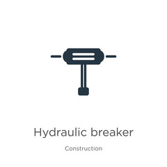 Hydraulic breaker icon vector. Trendy flat hydraulic breaker icon from construction collection isolated on white background. Vector illustration can be used for web and mobile graphic design, logo,