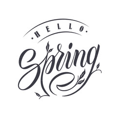 Fototapeta premium Spring handwritten lettering. Spring typography vector design for greeting cards and poster. Design template celebration. Vector illustration.