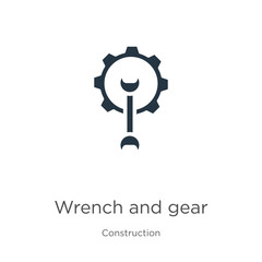 Wrench and gear icon vector. Trendy flat wrench and gear icon from construction collection isolated on white background. Vector illustration can be used for web and mobile graphic design, logo, eps10