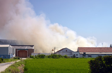 Fototapeta premium Small rural factories discharging pollutants