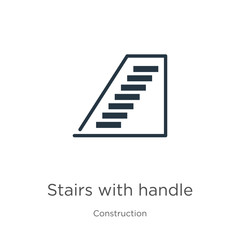 Stairs with handle icon vector. Trendy flat stairs with handle icon from construction collection isolated on white background. Vector illustration can be used for web and mobile graphic design, logo,
