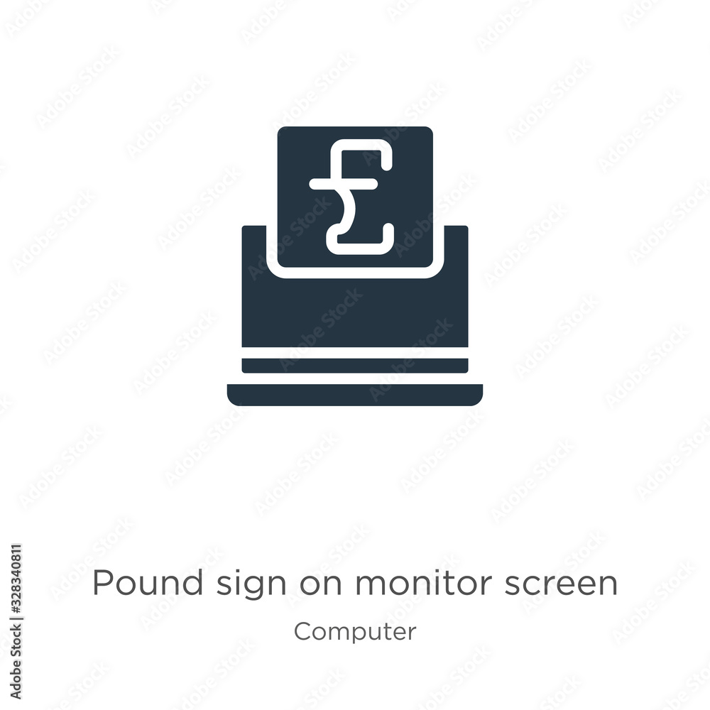 Poster pound sign on monitor screen icon vector. trendy flat pound sign on monitor screen icon from compute