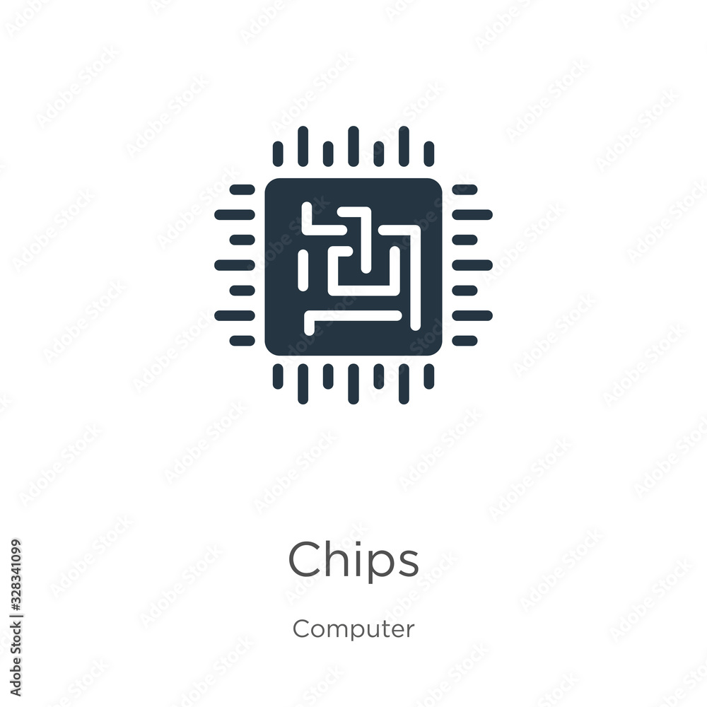 Poster chips icon vector. trendy flat chips icon from computer collection isolated on white background. vec