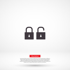 Lock vector icon , lorem ipsum Flat design