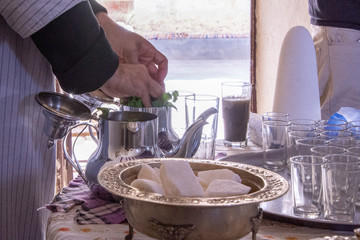Traditional tea in Marrakesh City in Morocco