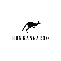 simple run kangaroo silhouette vector logo design