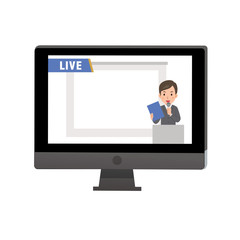 オンラインセミナー　動画配信　ビジネスマン　イラスト